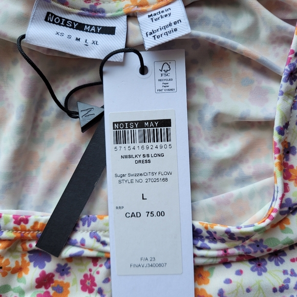 Noisy May Silky Short Sleeve Midi in Ditsy Floral, BNWT, Size L - Picture 7 of 8